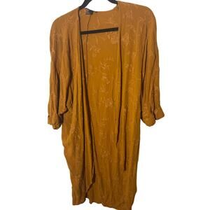 Forever 21 S Embroidered Bohemian Gypsy Western Open Front Mustard Kimono